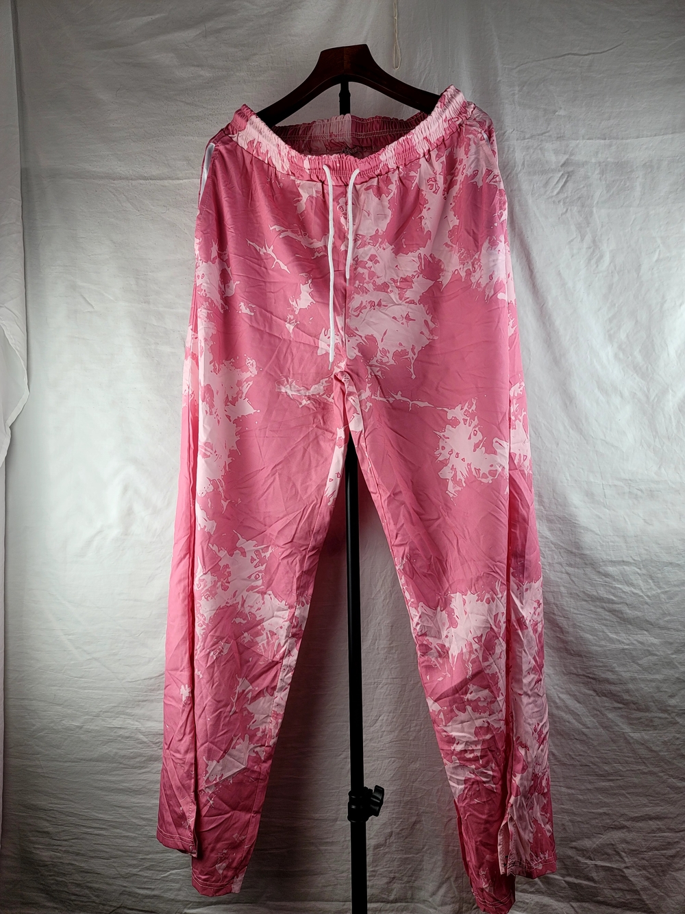 New Pink Tie Dye Pajama Pants Lounge Joggers Women's Size XL Elastic Drawstring